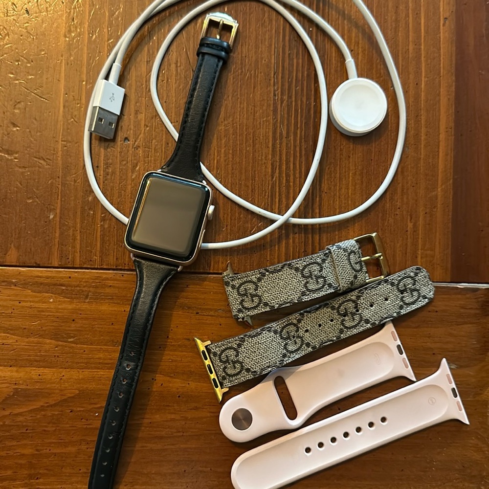 Rose gold Apple Watch.